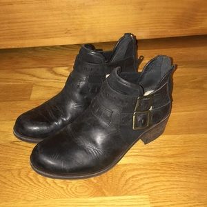 UGG Black Leather Cutout Ankle Boots